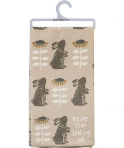 Petals And Blooms Home Decor "Never Stop Looking Up" Bunny Tea Towel Kitchen Essentials