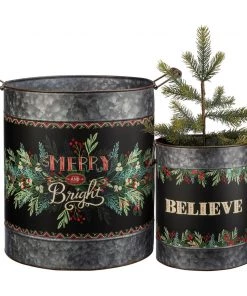 Petals And Blooms Home Decor Christmas Decor Black & Metal Christmas Buckets