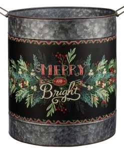 Petals And Blooms Home Decor Christmas Decor Black & Metal Christmas Buckets
