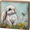 Petals And Blooms Home Decor White Bunny Block Sign Signs + Wall Decor
