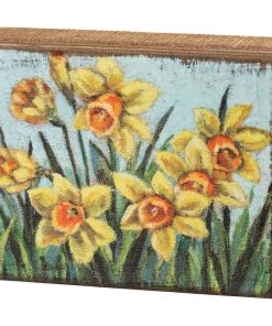 Petals And Blooms Home Decor Daffodils Block Sign