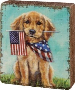 Petals And Blooms Home Decor Puppy Flags Block Sign