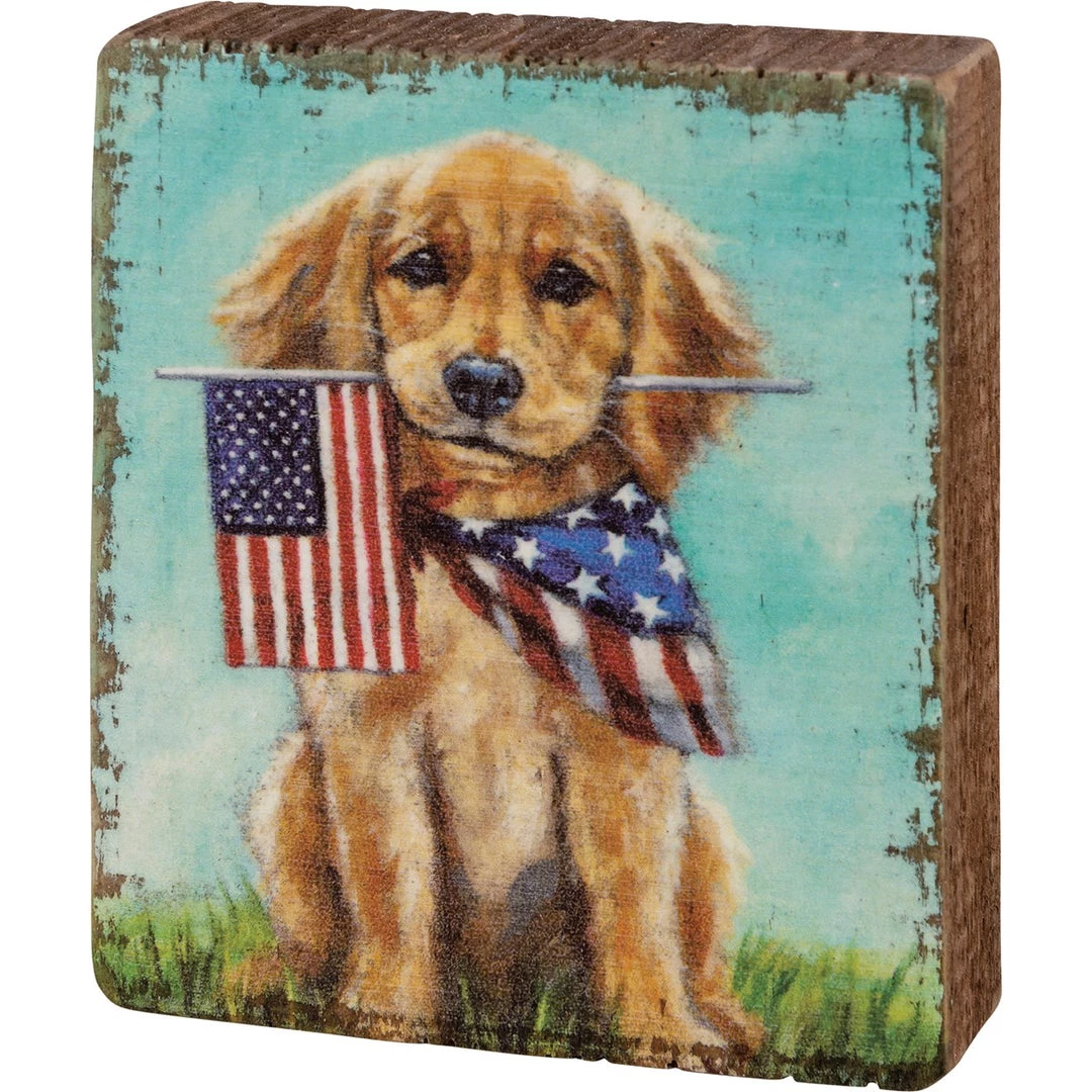 Petals And Blooms Home Decor Puppy Flags Block Sign 1 Petals And Blooms Home Decor Puppy Flags Block Sign