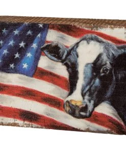 Petals And Blooms Home Decor Signs + Wall Decor Flag Cow Block Sign