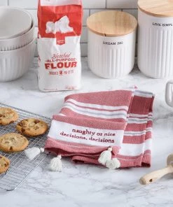 Petals And Blooms Home Decor Christmas Decor Naughty Or Nice Decisions Kitchen Towel