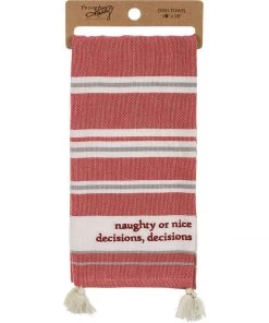 Petals And Blooms Home Decor Christmas Decor Naughty Or Nice Decisions Kitchen Towel