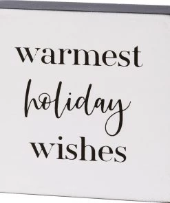 Petals And Blooms Home Decor Christmas Decor Warmest Holiday Wishes Block Sign