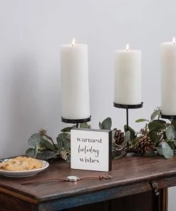Petals And Blooms Home Decor Christmas Decor Warmest Holiday Wishes Block Sign