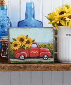 Petals And Blooms Home Decor Signs + Wall Decor Sunflowers Sunny Blooms Farm Block Sign