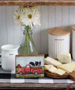 Petals And Blooms Home Decor Signs + Wall Decor Happy Cow Farm Block Sign