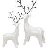 Petals And Blooms Home Decor Christmas Decor Black & White Ceramic Deer Figurine