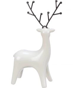 Petals And Blooms Home Decor Christmas Decor Black & White Ceramic Deer Figurine