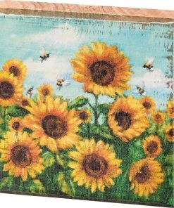 Petals And Blooms Home Decor Sunflowers Block Sign