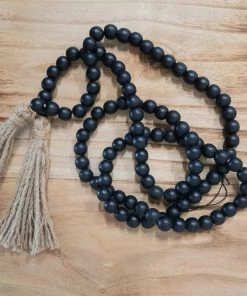 Petals And Blooms Decor Table Top Decor Black Wooden Beads With Tassels