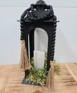 Petals And Blooms Decor Table Top Decor Black Wooden Beads With Tassels