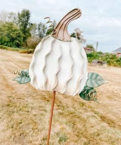 Petals And Blooms Home Decor Cream Pumpkin Stakes Fall & Halloween Decor 6 Petals And Blooms Home Decor Cream Pumpkin Stakes Fall & Halloween Decor