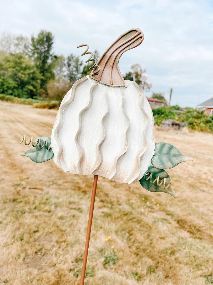 Petals And Blooms Home Decor Cream Pumpkin Stakes Fall & Halloween Decor 3 Petals And Blooms Home Decor Cream Pumpkin Stakes Fall & Halloween Decor