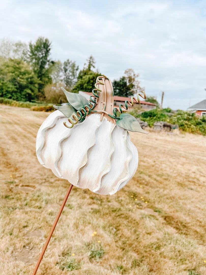 Petals And Blooms Home Decor Cream Pumpkin Stakes Fall & Halloween Decor 2 Petals And Blooms Home Decor Cream Pumpkin Stakes Fall & Halloween Decor