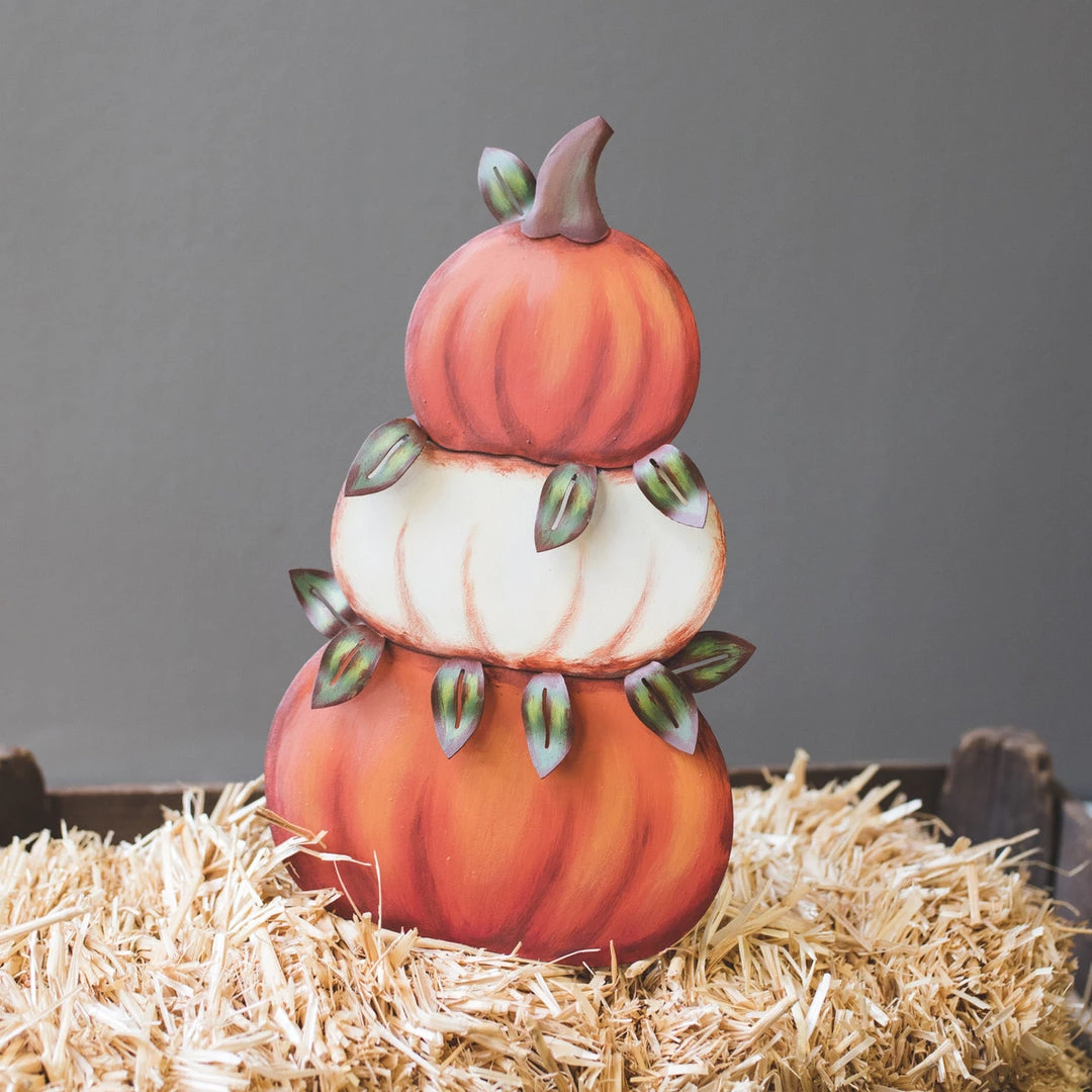 Petals And Blooms Home Decor Three Small Stacked Pumpkin Stake Fall & Halloween Decor 2 Petals And Blooms Home Decor Three Small Stacked Pumpkin Stake Fall & Halloween Decor
