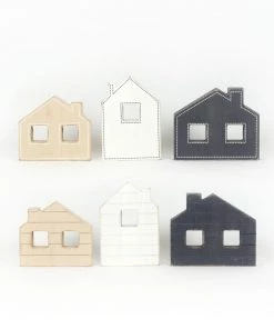 Petals And Blooms Home Decor Wood Chunky Houses (double Sided) | 3 Assorted