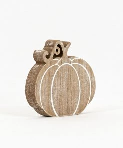 Petals And Blooms Home Decor Fall & Halloween Decor Brown Wood Cutout Pumpkin | Double Sided