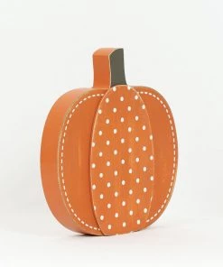 Petals And Blooms Home Decor Orange Pumpkin Wood Cutout With White Dots