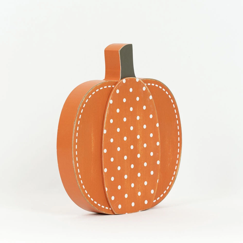 Petals And Blooms Home Decor Orange Pumpkin Wood Cutout With White Dots 1 Petals And Blooms Home Decor Orange Pumpkin Wood Cutout With White Dots