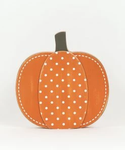 Petals And Blooms Home Decor Orange Pumpkin Wood Cutout With White Dots