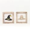 Petals And Blooms Home Decor Wood Framed Witch & Pilgrim Hat | Double Sided