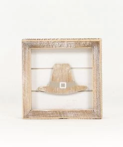 Petals And Blooms Home Decor Wood Framed Witch & Pilgrim Hat | Double Sided