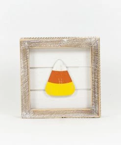 Petals And Blooms Home Decor Wood Framed Candy Corn & Pumpkin Sign | Double Sided