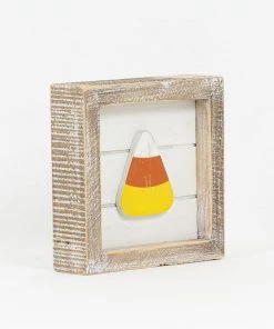 Petals And Blooms Home Decor Wood Framed Candy Corn & Pumpkin Sign | Double Sided