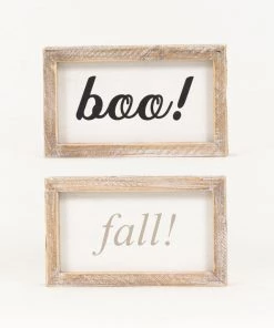 Petals And Blooms Home Decor Signs + Wall Decor Boo/Fall Wooden Double Sided Block Sign