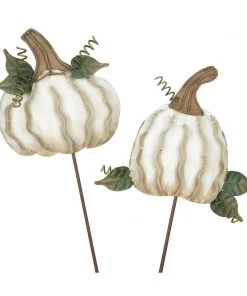 Petals And Blooms Home Decor Cream Pumpkin Stakes Fall & Halloween Decor