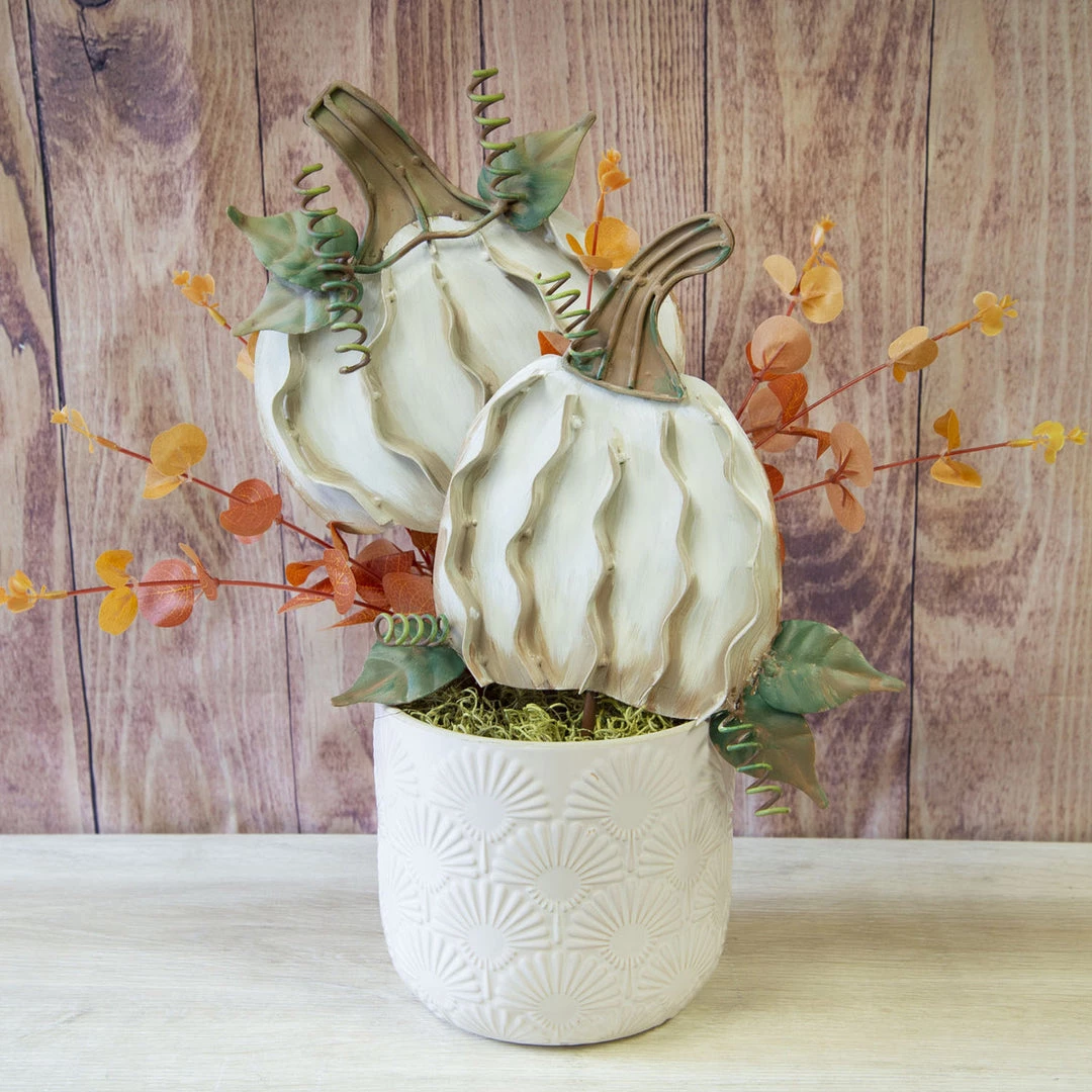 Petals And Blooms Home Decor Cream Pumpkin Stakes Fall & Halloween Decor 4 Petals And Blooms Home Decor Cream Pumpkin Stakes Fall & Halloween Decor