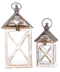 Petals And Blooms Home Decor Table Top Decor Wood Lantern With Heart | Large