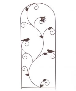 Petals And Blooms Home Decor Spring Decor Metal Bird Trellis W/ Leaves