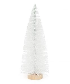 Petals And Blooms Home Decor White Glittery Snowy Bristle Tree Christmas Decor