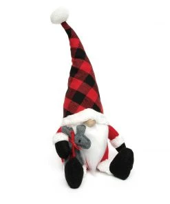 Petals And Blooms Home Decor Buffalo Plaid Gnome With Little Deer | Large Christmas Decor