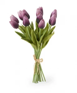 Petals And Blooms Decor Real Touch Tulip Bundle | Purple Everyday Decor