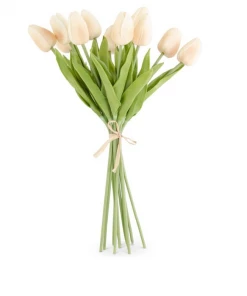 Petals And Blooms Home Decor Real Touch Tulip Bundle | Light Peach