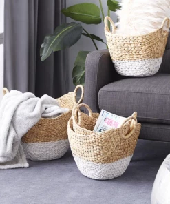 Petals And Blooms Home Decor Beige Water Hyacinth Rattan Basket | Large Home Décor