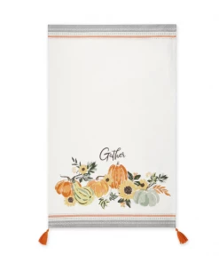 Petals And Blooms Home Decor Fall & Halloween Decor Gather Fall Squash Dishtowel | Set Of 2