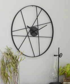 Petals And Blooms Home Decor Black Geometric Clock