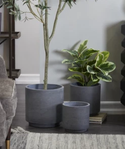 Petals And Blooms Home Decor The Smokey Fiber Clay Planter | Medium