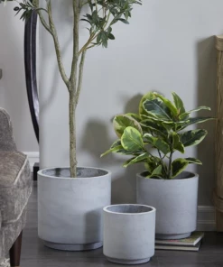 Petals And Blooms Home Decor The Cloudy Grey Fiber Clay Planter | Small Vases & Pots