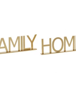 Petals And Blooms Home Decor Table Top Decor FAMILY Or HOME Gold Metal Tabletop Sign