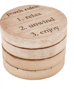 Petals And Blooms Home Decor Kitchen Essentials Wood Porch Coaster Set Of 4