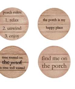 Petals And Blooms Home Decor Kitchen Essentials Wood Porch Coaster Set Of 4