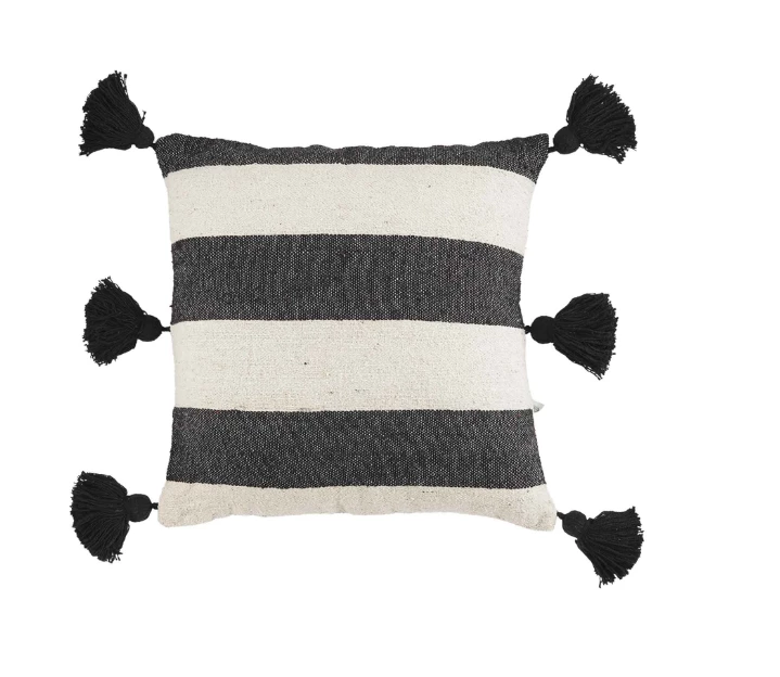 Petals And Blooms Home Decor Black & Cream Stripped Ponchos Throw Pillow 1 Petals And Blooms Home Decor Black & Cream Stripped Ponchos Throw Pillow